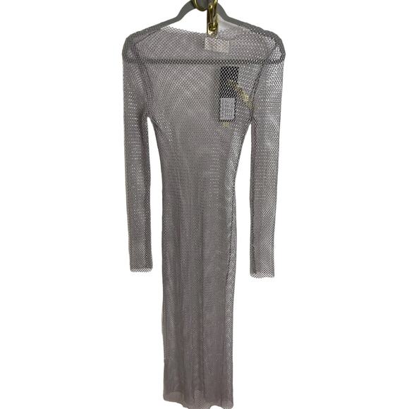 BRONX AND BANCO Long Sleeve Sparkly Embellished Webb Mesh Maxi Dress Size 2 - Picture 3 of 11